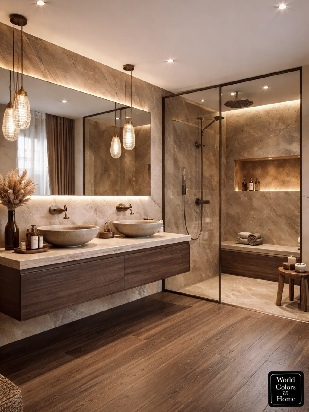 Luxury Bathroom with Double Vanity — interior design idea, Homeli Chennai