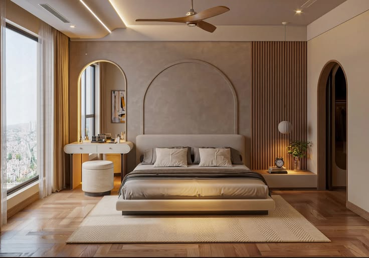 Master Bedroom with Arched Dressing Unit — interior design idea, Homeli Chennai