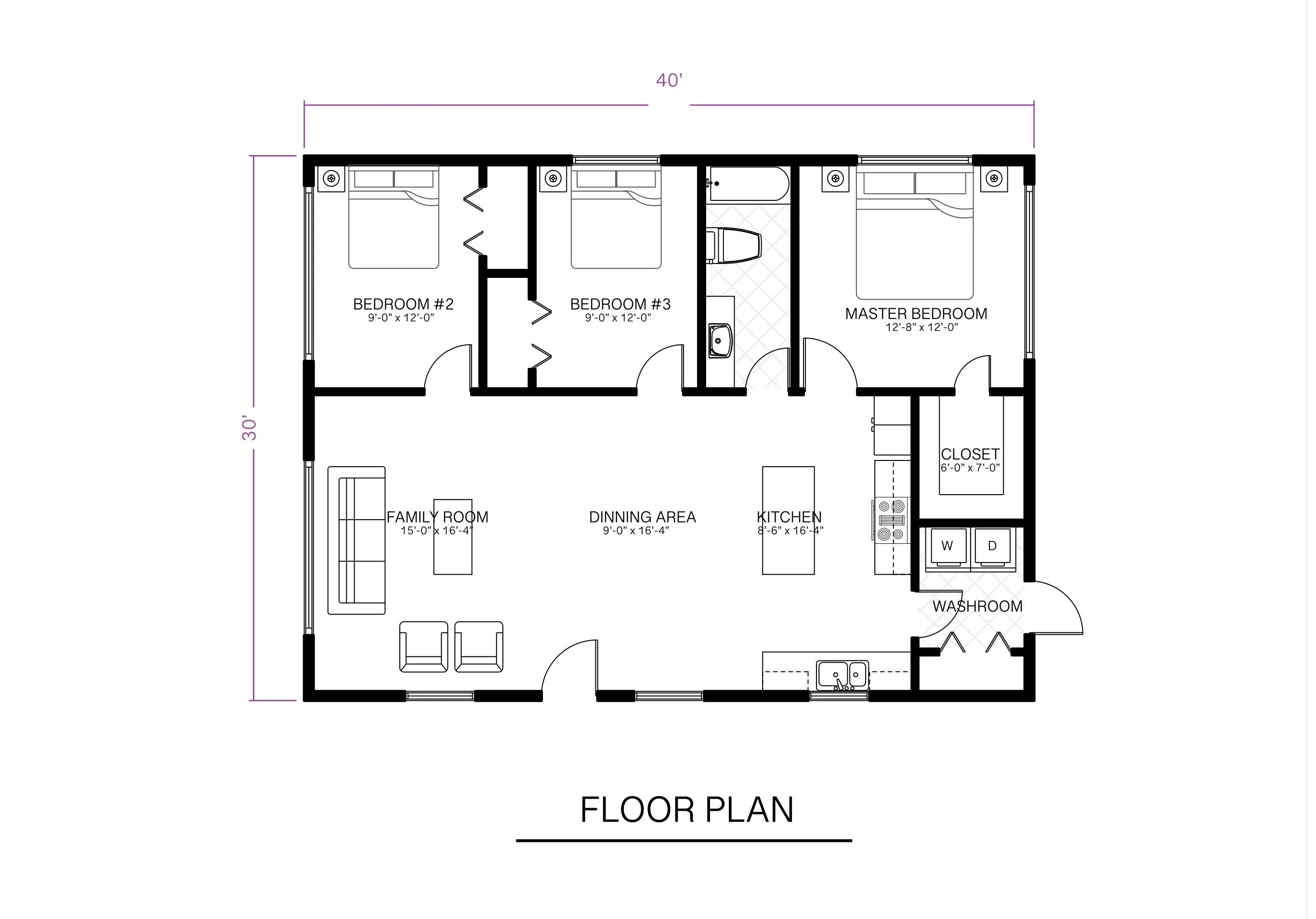 30×40 — 3 BHK plan — Chennai house plan by Homeli Architects