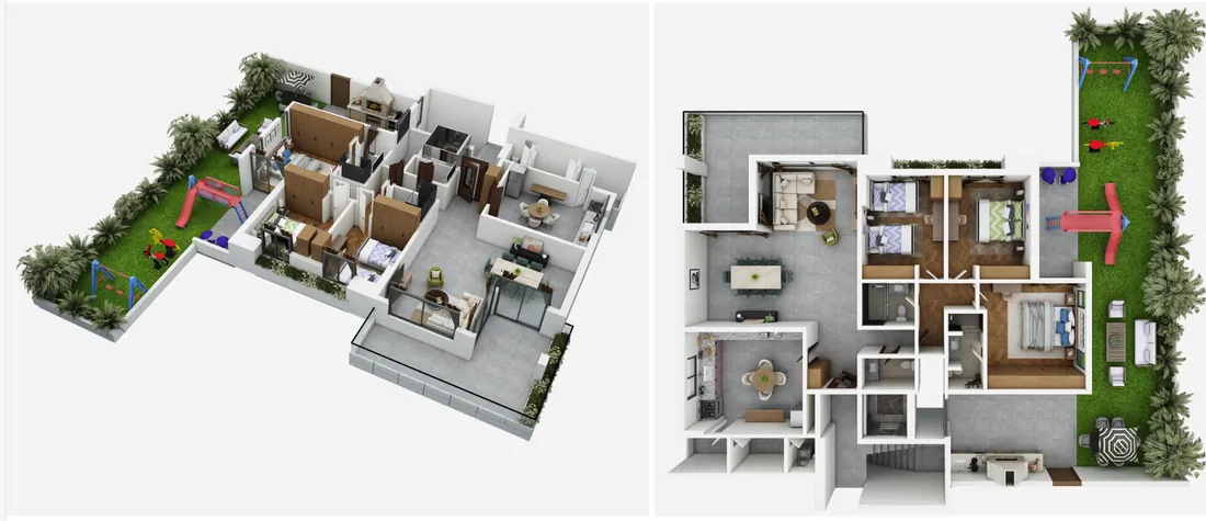 Compact 3D layout — Chennai house plan by Homeli Architects