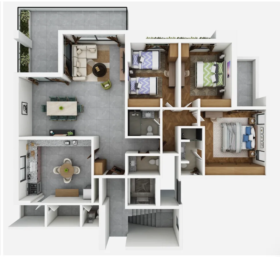 Villa 3D rendering — Chennai house plan by Homeli Architects