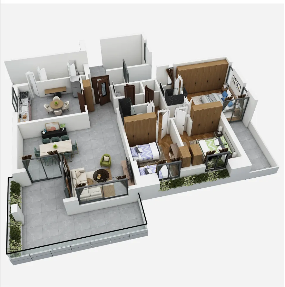 Duplex 3D view — Chennai house plan by Homeli Architects