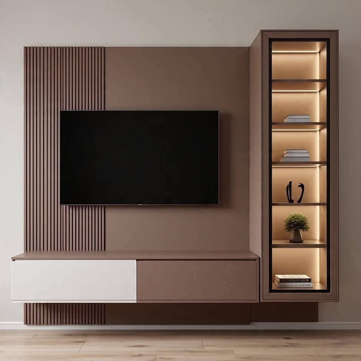 Compact Floating TV Unit for Small Halls — interior design idea, Homeli Chennai