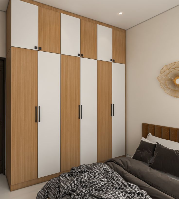 Wood-White Hinged Wardrobe — interior design idea, Homeli Chennai
