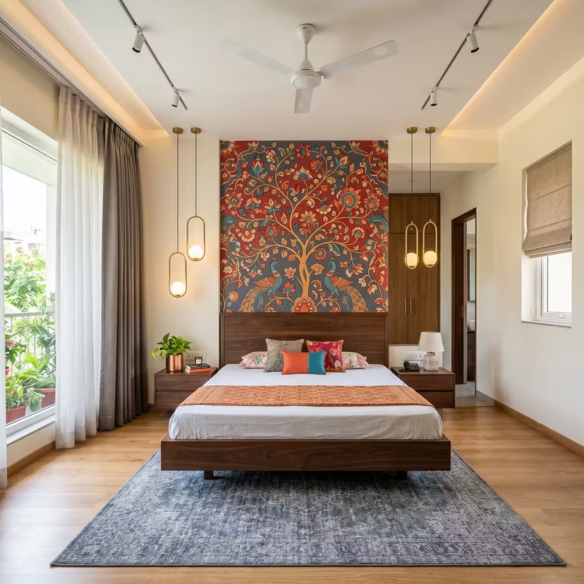 Contemporary Master Bedroom — interior design idea, Homeli Chennai