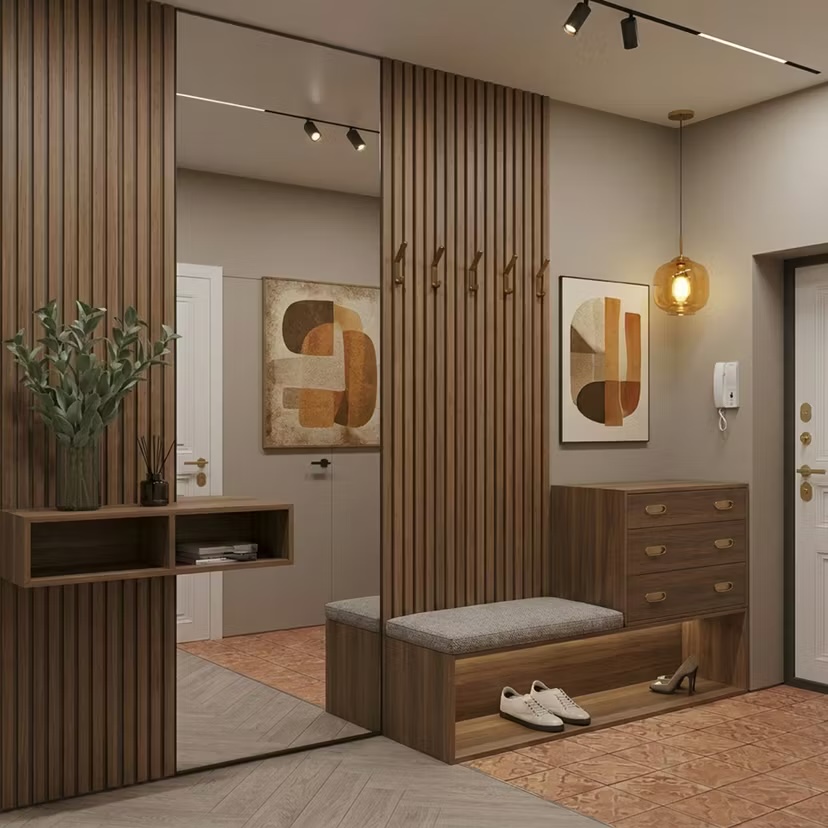Foyer with Bench Seating — interior design idea, Homeli Chennai